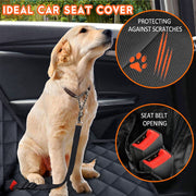 Dog Car Seat Cover, Back Seat Cover for Dogs Pet Car Seat Protector | Waterproof Rear Seat Cover Durable Car Seat Cover, fits Middle Armrest for Most Cars SUVs Trucks (53” Width)- Black
